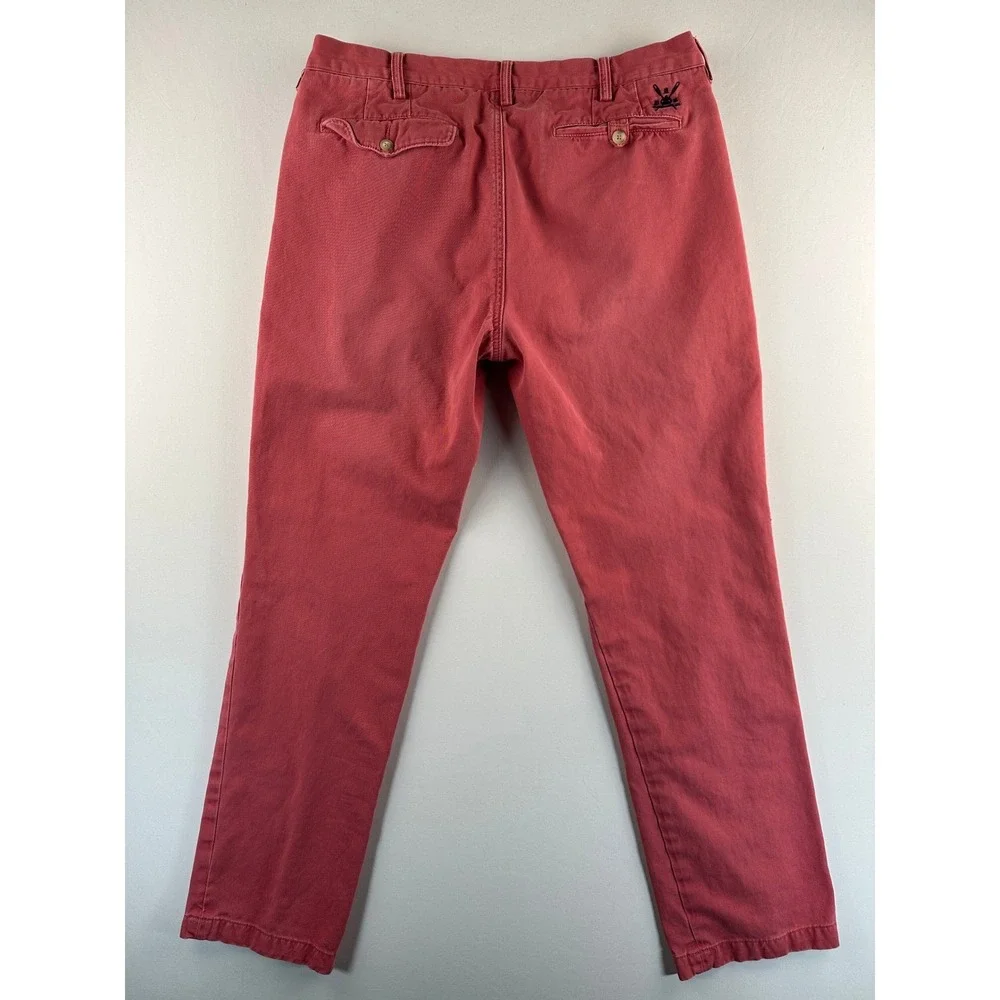 Vtg Polo Ralph Lauren Slim GI Fit Pants 36/32 Red Cotton Chinos Preppy Old Money